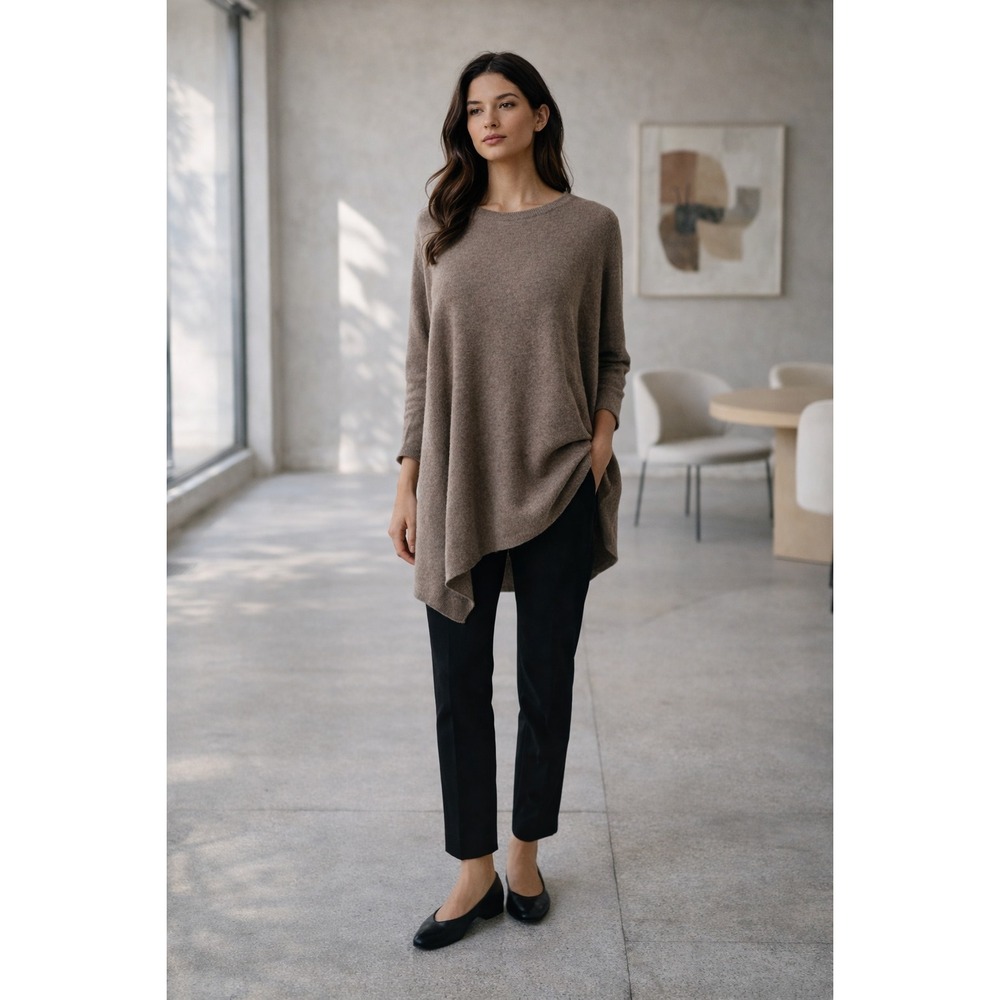 Oversized‎ Wool Cashmere Asymmetrical Tunic Sweater Minimalist M